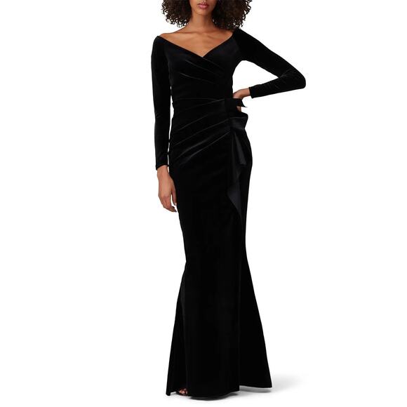 Chiara Boni Dresses & Skirts - Chiara Boni Silveria Gown Black Velvet Maxi Dress, La Petite Robe, size 10